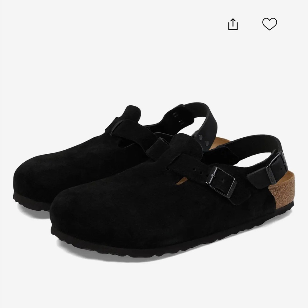 Birkenstock Tokio womens Black Suede Slingback Clogs